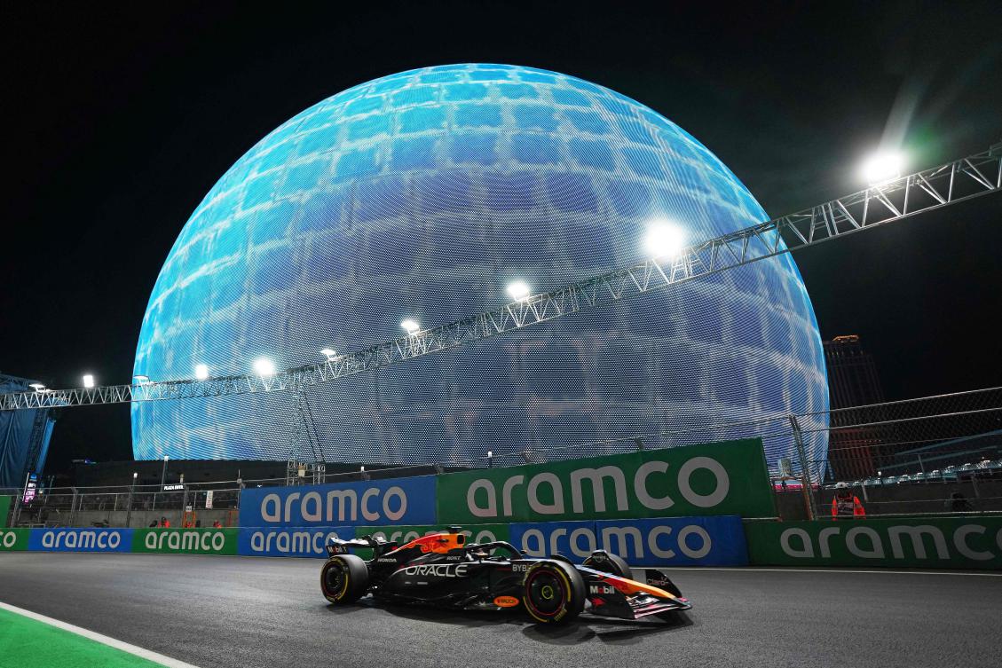Max Verstappen of the Netherlands driving the (1) Oracle Red Bull Racing RB20 on track during practice ahead of the F1 Grand Prix of Las Vegas at Las Vegas Strip Circuit on Nov. 21, 2024 in Nevada. (AFP)
