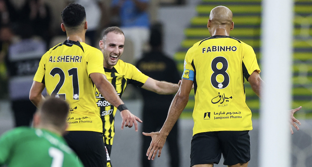 Al-Ittihad beat Al-Fateh 2-0 on Sunday to move two points clear at the top of the Saudi Pro League to complete what has been a perfect weekend for the Jeddah giants. (X/@ittihad)