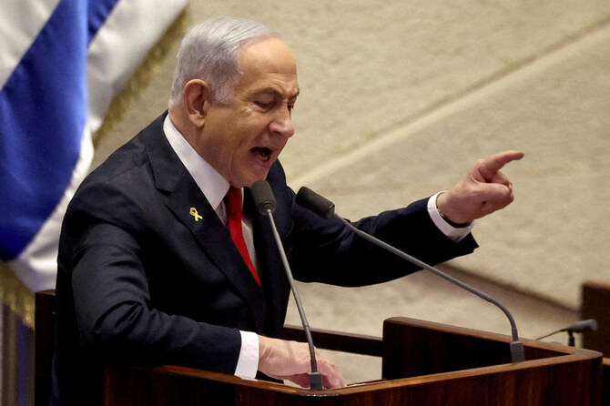 Benjamin Netanyahu speaks at the plenum, during a discussion on the subject of hostages kidnapped during the deadly October 7, 2023 attack, in Israel's parliament. (REUTERS/File)