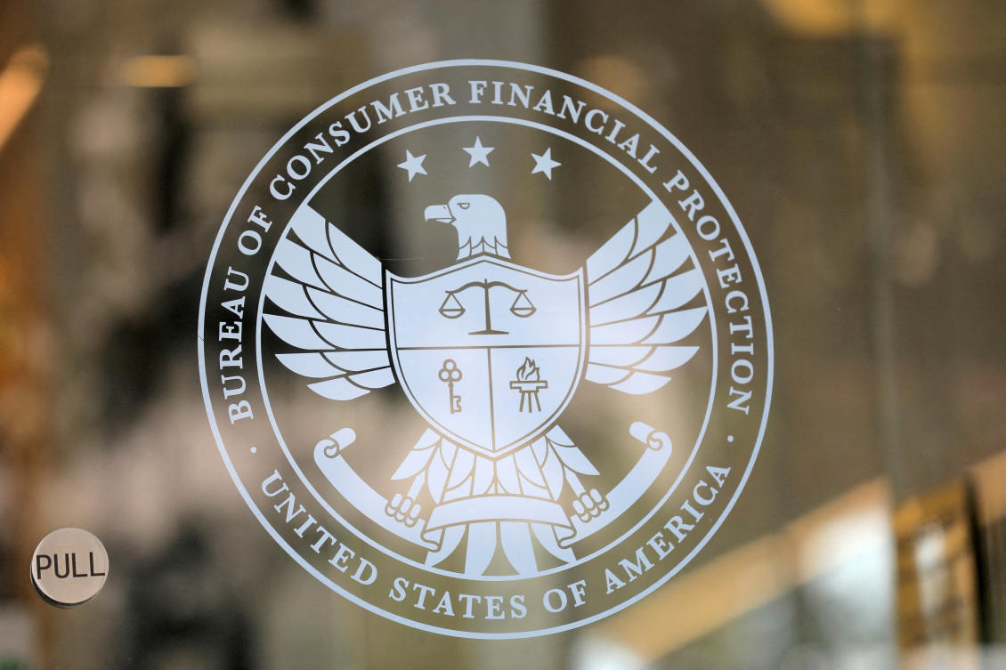 Signage is seen at the Consumer Financial Protection Bureau (CFPB) headquarters in Washington, D.C. (Reuters)