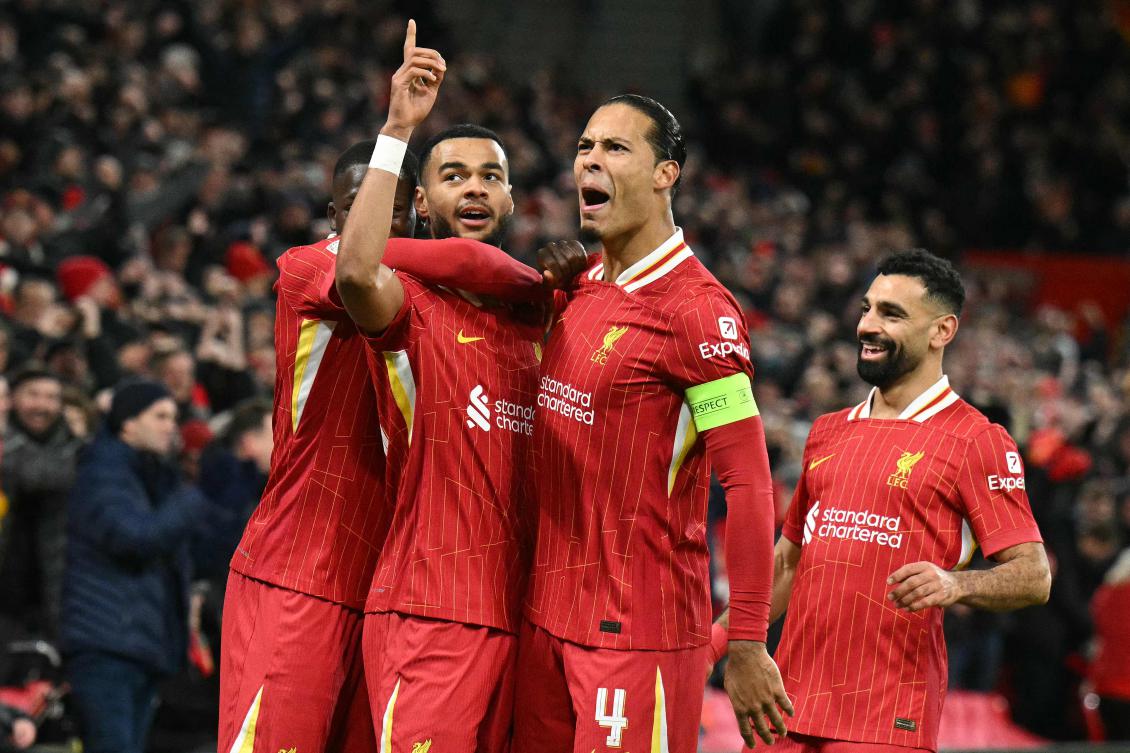 Virgil van Dijk during the UEFA Champions League football match between Liverpool and Real Madrid at Anfield in Liverpool, north west England on November 27, 2024. (AFP)