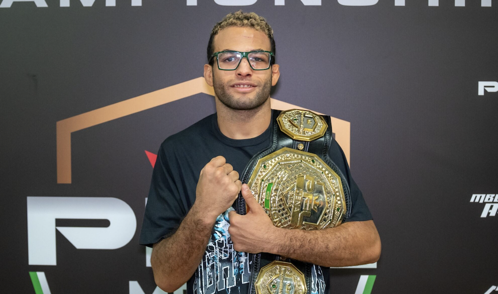 Abdullah Al-Qahtani secured the PFL MENA Featherweight Championship in front of his hometown crowd with a dominant first-round TKO against Marouane Bellagouit. (AN Photo/Loai Elkelawy)