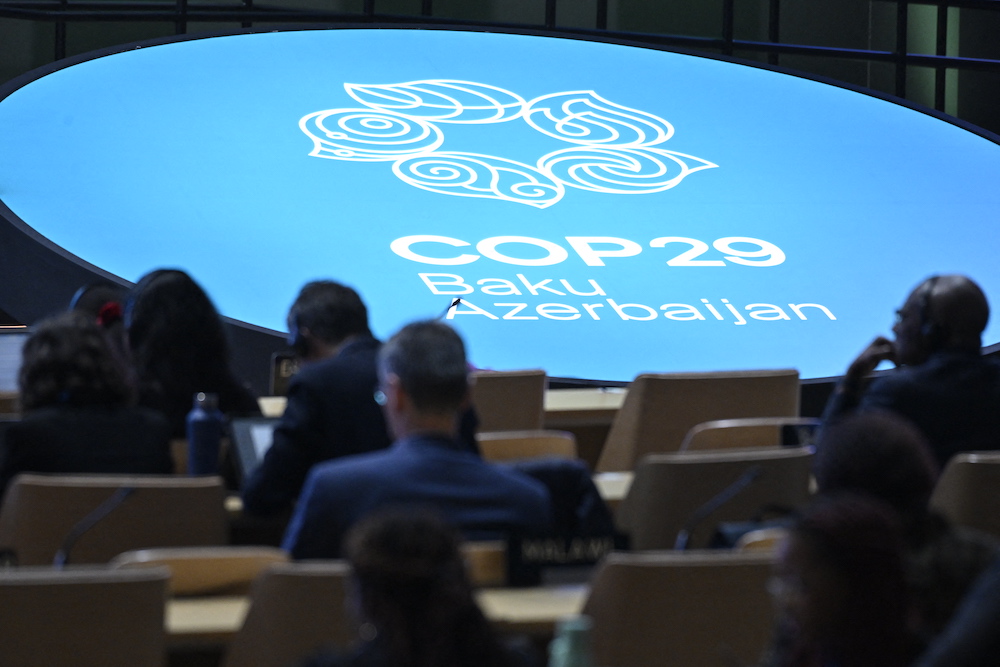 The decision to hold COP29 in Azerbaijan was made on Dec. 11 at the COP28 plenary session hosted by the UAE. (AFP)