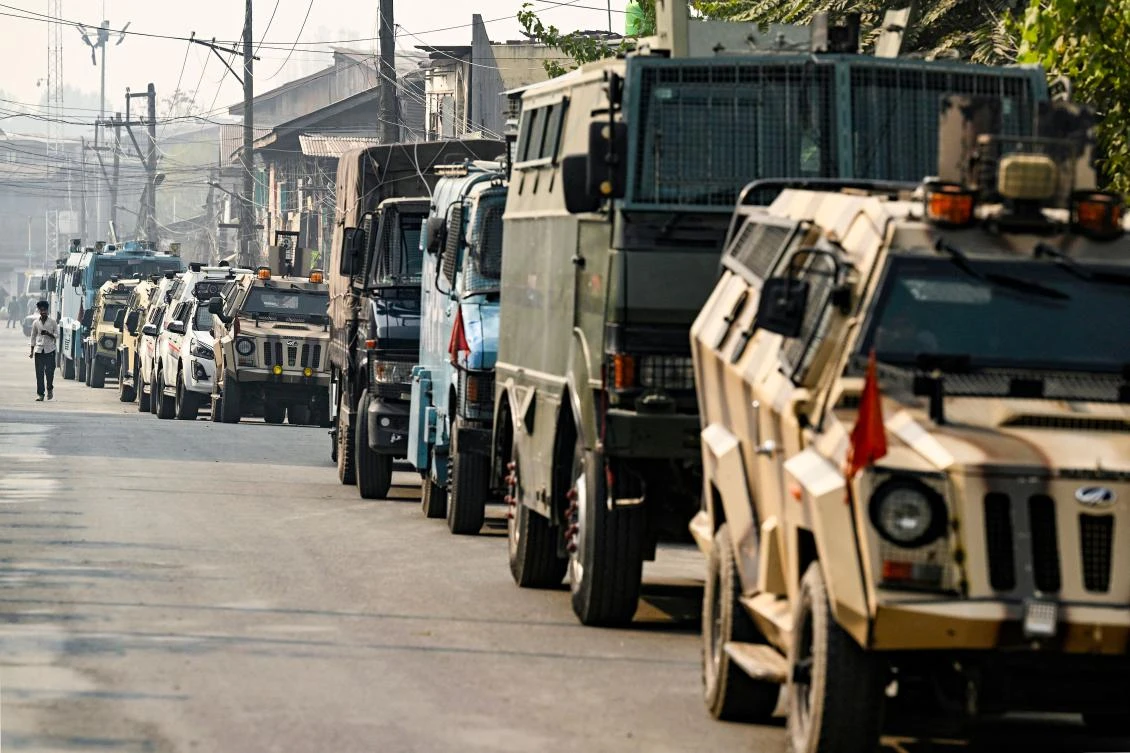 Above, Indian security force vehicles deploy near the site of a gunbattle between suspected militants and Indian forces in Srinagar on Nov. 2, 2024. (AFP)