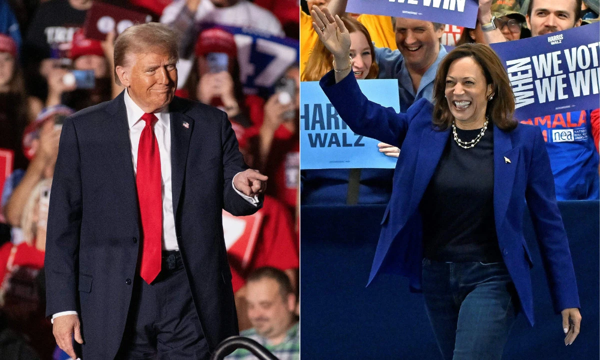 Combo image showing Republican presidential candidate Donald Trump and Democratic presidential candidate Kamala Harris campaigning as the Nov. 5, 2024, US election approaches. (AFP photos)