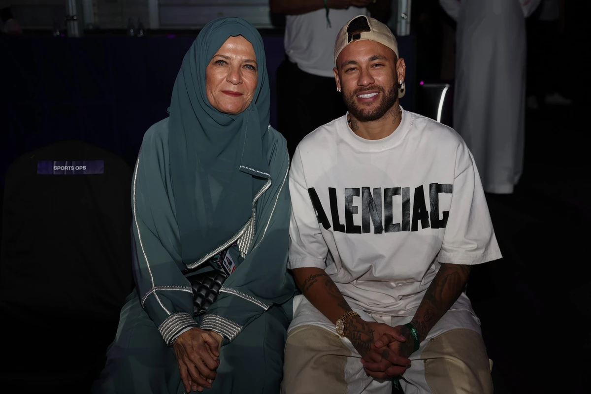 Saudi Tennis Federation President Arij Mutabagani and Neymar at the match between Elena Rybakina and Jasmine Paolini on Day 1 of the 2024 WTA Finals Riyadh. (Getty images)