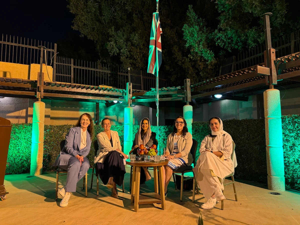From left to right, Alison Dilworth, deputy chief of mission at the US Embassy; Alice Burt, UK deputy ambassador; Dr. Norah Alissa, a clinical psychologist; Kathleen Stroia, senior vice president of performance health with the Women’s Tennis Association and Dr. Wafa Alkhayal, a breast and endocrine surgeon. (Lama Alhamawi)