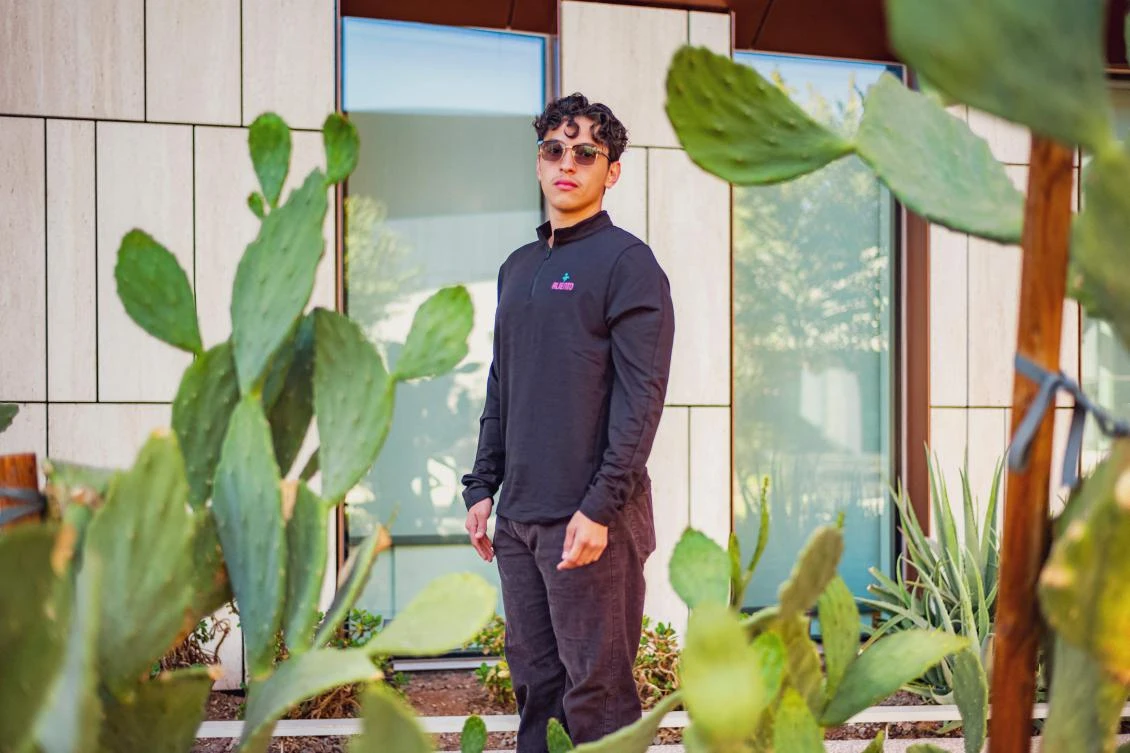 Angel Palazuelos, 22, who graduated with a degree in biomedical engineering at Arizona State University, poses for a portrait in Phoenix, in Arizona. (AFP)