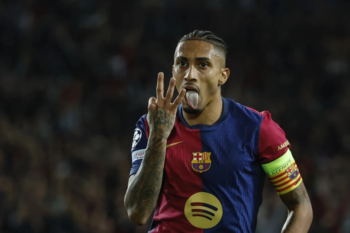 While the entire Barcelona team improved under new coach Hansi Flick, no player has made such a leap forward this season as Raphinha. (AP)