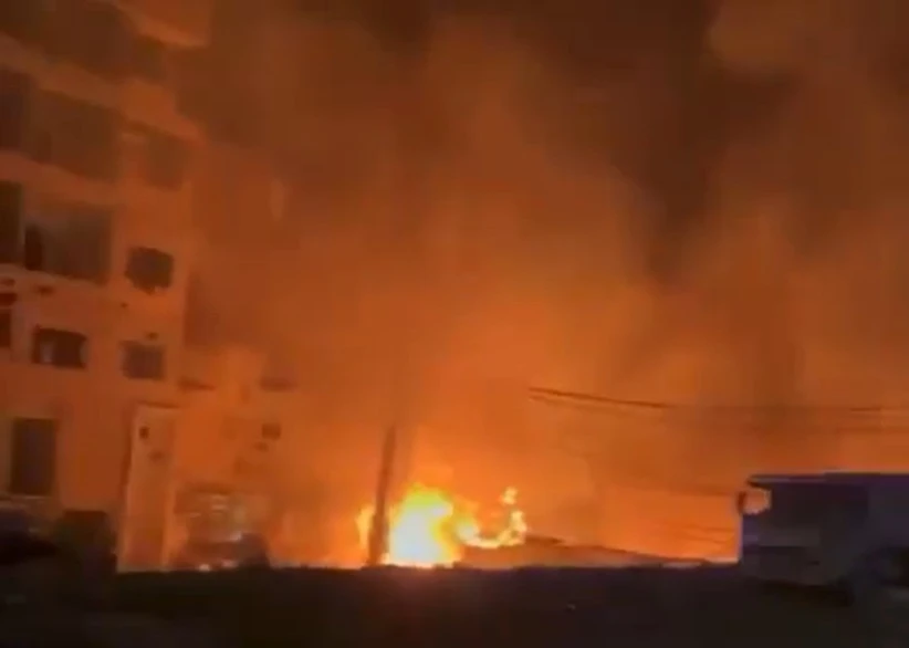 A screengrab taken from a video showing Lebanese southern city of Tyre where health authorities said at least three people were killed and 30 others wounded on Friday in an Israeli strike. (X/@SawsanaMehanna)