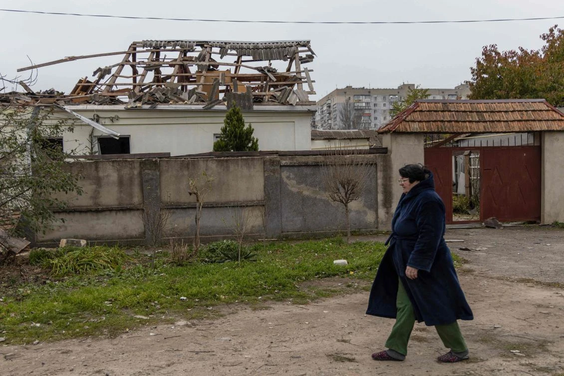 This photograph taken on November 10, 2024 shows the interior of a room in a damaged house following a drone attack in Odesa, amid the Russian invasion in Ukraine. (AFP)