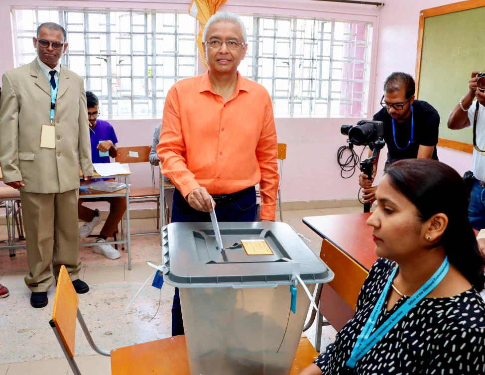 Prime Minister of Mauritius and candidate for the Militant Socialist Movement (MSM) Pravind Jugnauth casts his ballot at a polling centre during the Mauritian general election in Vacoas/Floreal, Mauritius November 10, 2024. (Reuters)