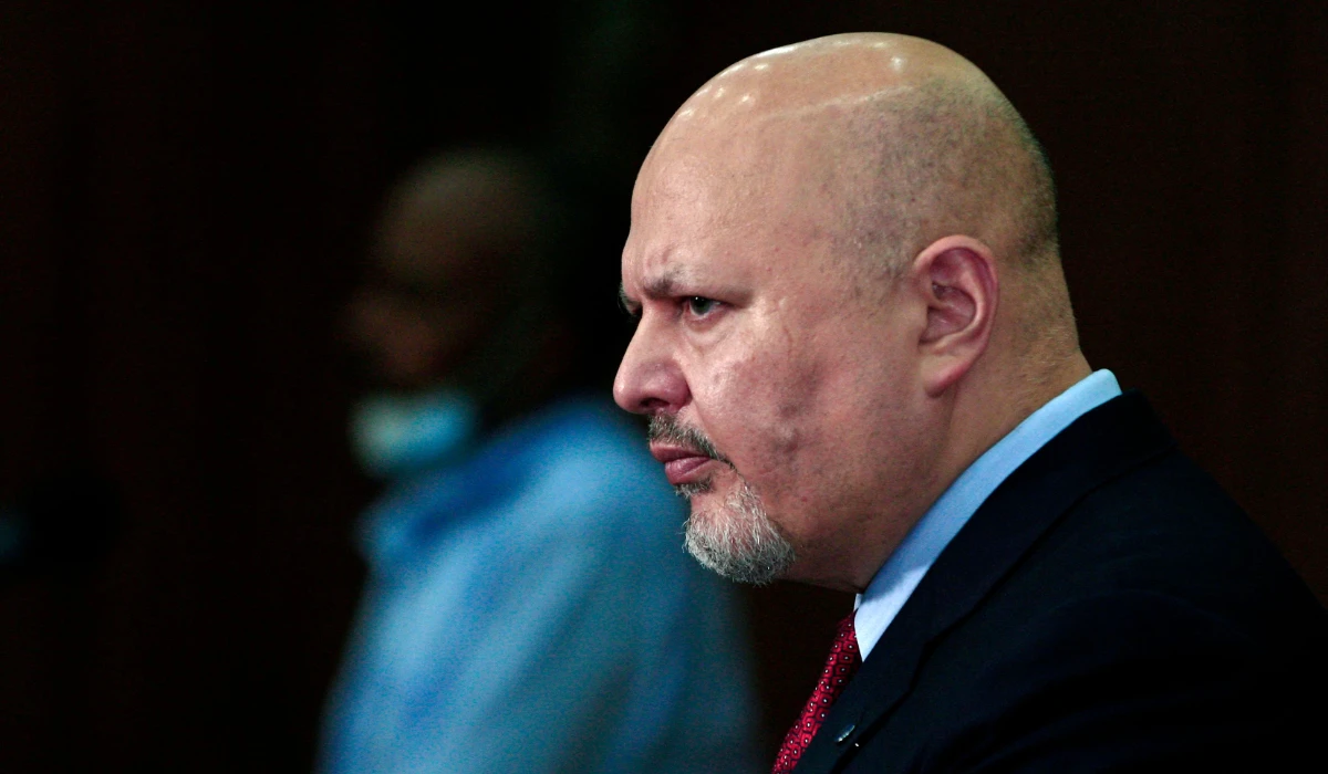 Prosecutor of the International Criminal Court (ICC) Karim Asad Ahmad Khan holds a press conference at the Ministry of Justice in the Sudanese capital Khartoum on August 12, 2021. (AFP)