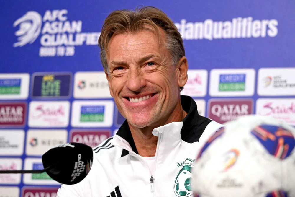 Saudi Arabia’s coach Herve Renard speaks to the media in Melbourne ahead of the 2026 AFC World Cup qualifier against Australia, Nov. 13, 2024. (AFP)