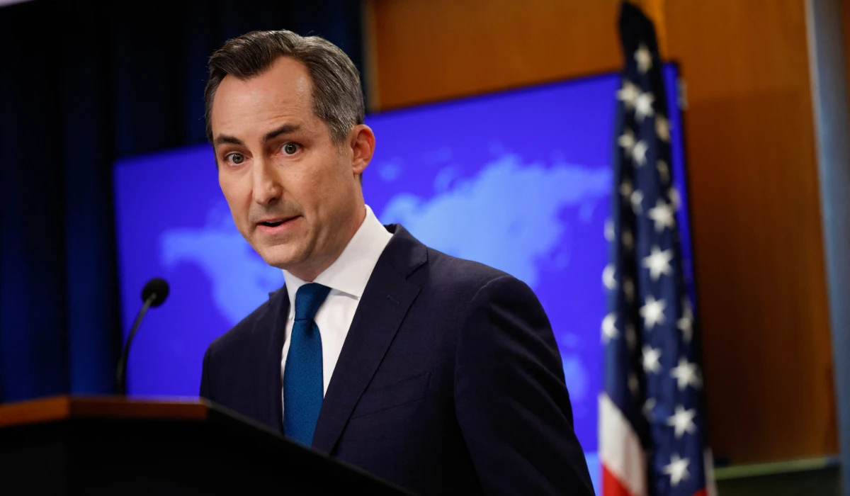 State Department spokesperson Matthew Miller speaks at the State Department on October 01, 2024 in Washington, DC. (AFP)