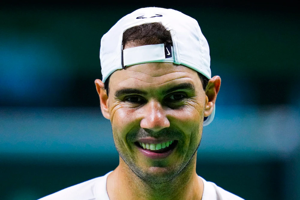 Spain's tennis player Rafael Nadal attends a training session in Malaga, southern Spain, on Tuesday, Nov. 19. (AP)