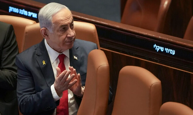 Israel's Prime Minister Benjamin Netanyahu attends a session of the Knesset, Israel's parliament, in Jerusalem, Nov.18, 2024.(AP)