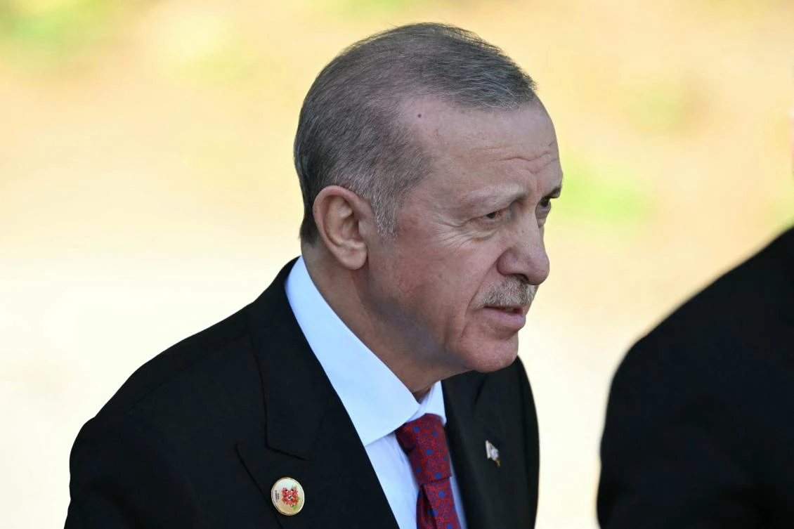 Turkey's President Recep Tayyip Erdo?an arrives for a group photo at the end of the first session of the G20 Leaders' Meeting in Rio de Janeiro, Brazil, on November 18, 2024. (File/AFP)