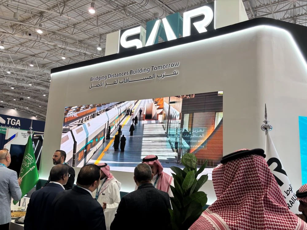 The Saudi Arabia Railways booth featured their slogan, Bridging Distances, Building Tomorrow, alongside visuals of the Kingdom’s cutting-edge rail projects. (AN Photo/Waad Hussain)