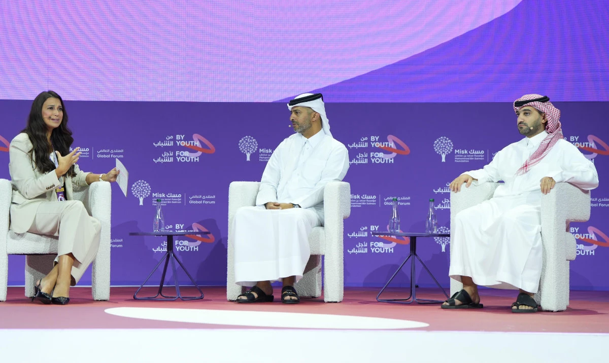 ‘New classics: designing a world cup for the future’ panel at the Misk Global Forum 2024. (AN photo by Huda Bashatah)