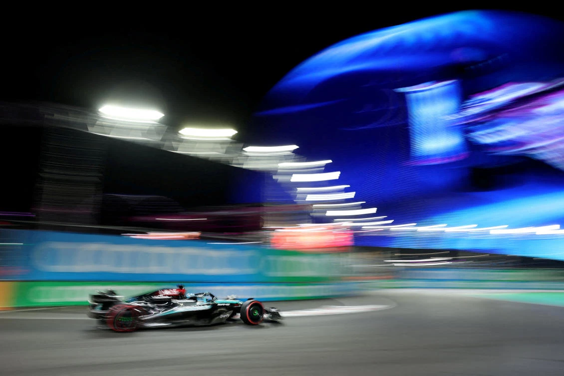 George Russell of Mercedes took pole position for the Las Vegas Grand Prix on Friday while title-chasing Max Verstappen was fifth as the Dutchman closes in on a fourth successive world championship. (Reuters)
