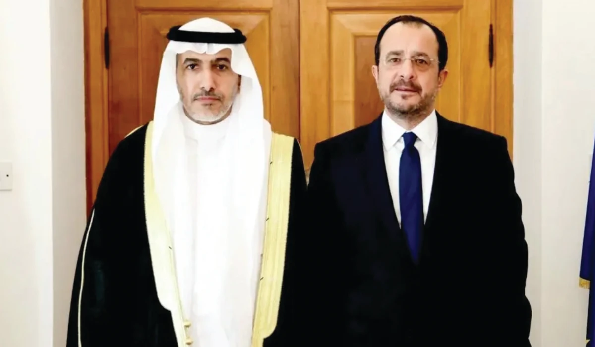 President of Cyprus Nikos Christodoulides receives Fawaz bin Abdulrahman Al-Shabili in Nicosia. (Supplied)