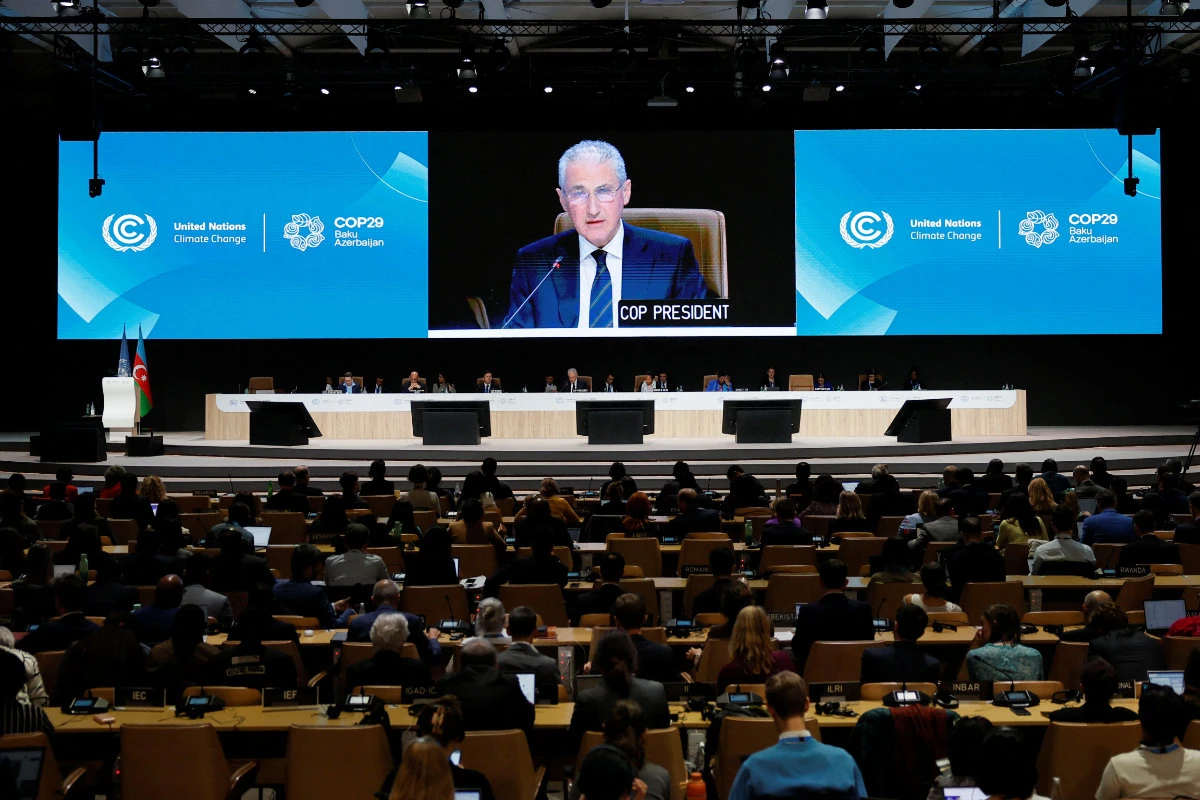 COP29 President Mukhtar Babayev speaks during a closing plenary meeting at the COP29 United Nations Climate Change Conference in Baku, Azerbaijan, on Nov. 24, 2024. (REUTERS)