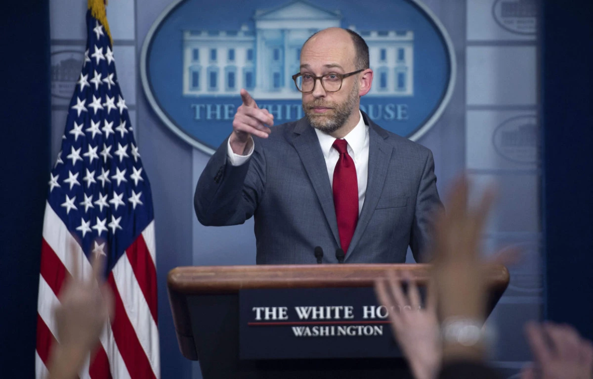 Russell Vought, acting director of the Office of Management and Budget (OMB), speaks during a press briefing at the White House in Washington, DC, March 11, 2019. US President-elect Donald Trump on Nov. 22, 2024 picked Vought, a key figure in Project 2025, to lead for a second time the Office of Management and Budget. (AFP)