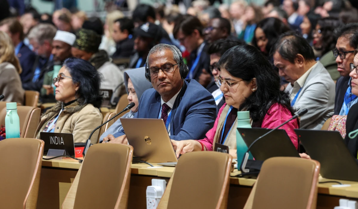 Additional Secretary at India's Environment Ministry Naresh Pal Gangwar attends a closing plenary meeting the COP29 United Nations Climate Change Conference, in Baku Azerbaijan November 24, 2024. (REUTERS)
