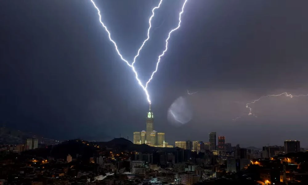 A thunderstorm in Makkah, Saudi Arabia, Aug. 22, 2023. (AFP)