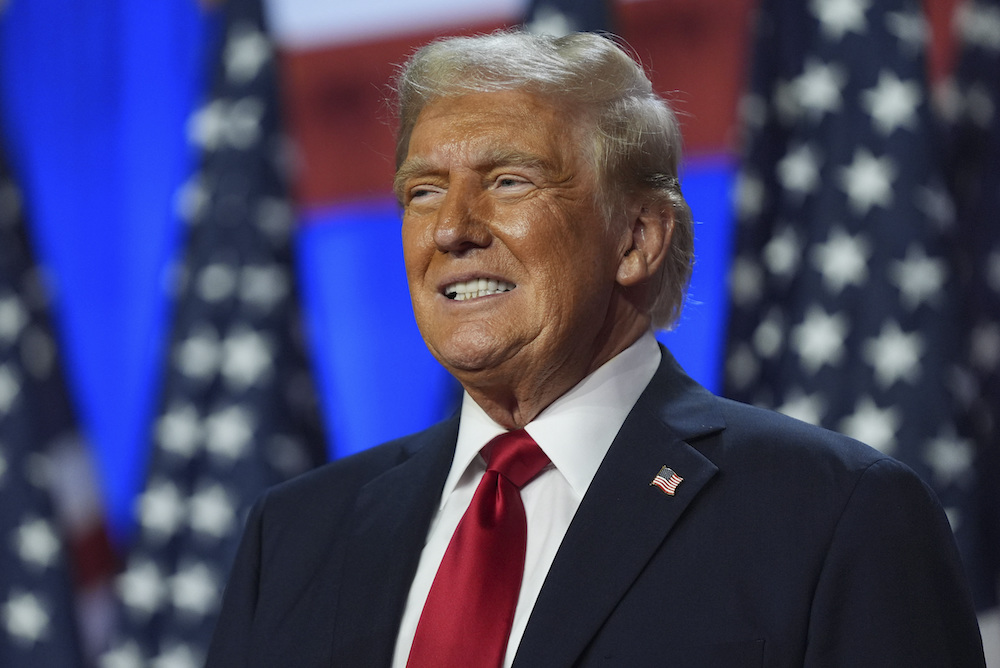 Donald Trump smiles at an election night watch party at the Palm Beach Convention Center, Nov. 6, 2024. (AP/File Photo)