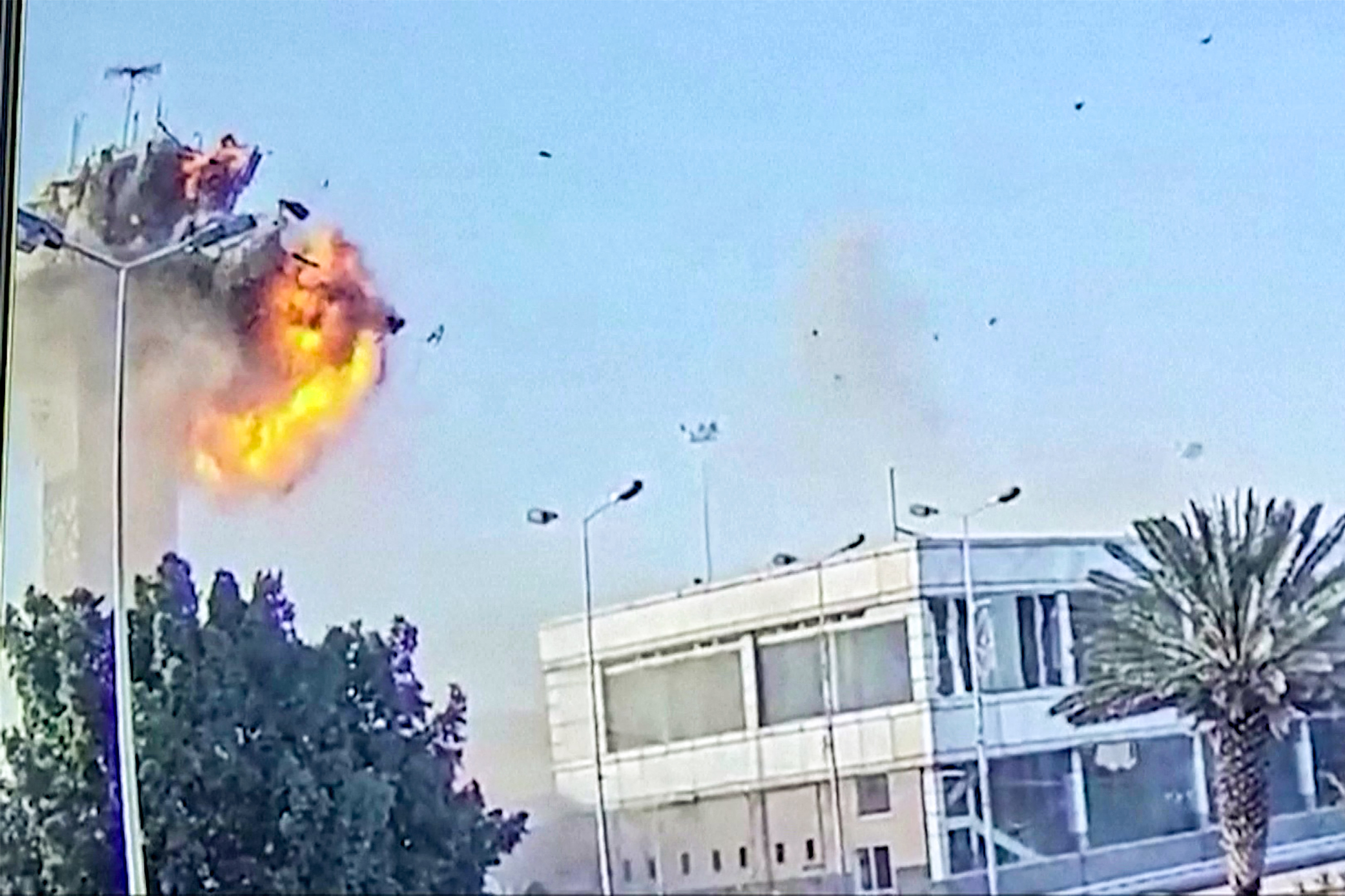 An Israeli strike on Sanaa Airport in Yemen. (AFP/Handout/Al-Masirah TV)