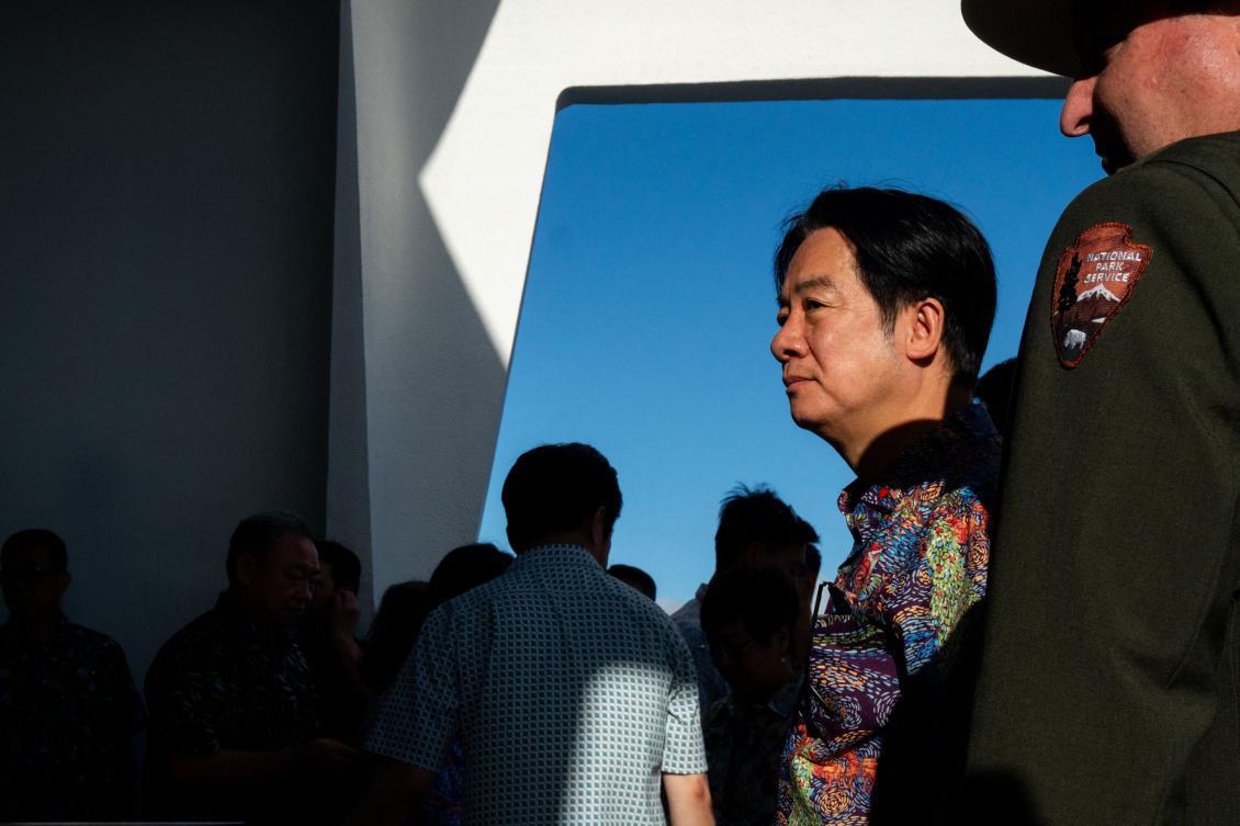 Taiwan President Lai Ching-te, second right, visits the USS Arizona Memorial at Pearl Harbor in Honolulu, Hawaii on Nov. 30, 2024. (AFP)