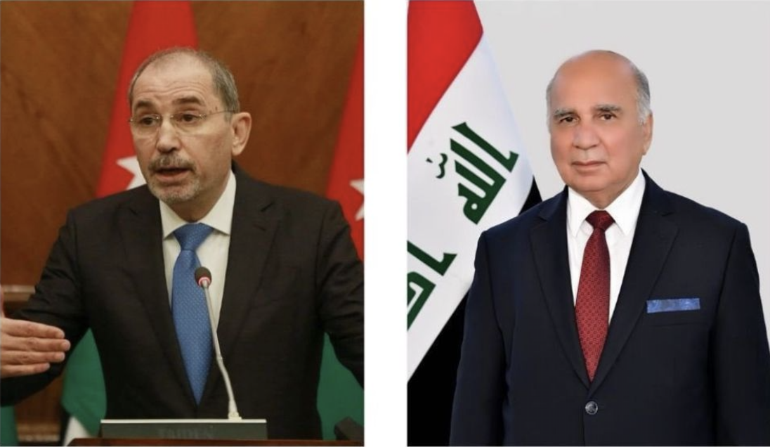 Jordan’s Minister of Foreign Affairs and Expatriates Ayman Safadi spoke on the phone with Iraqi Deputy Prime Minister and Foreign Minister Fuad Hussein on Sunday to discuss strengthening bilateral ties and addressing pressing regional issues. (Petra)