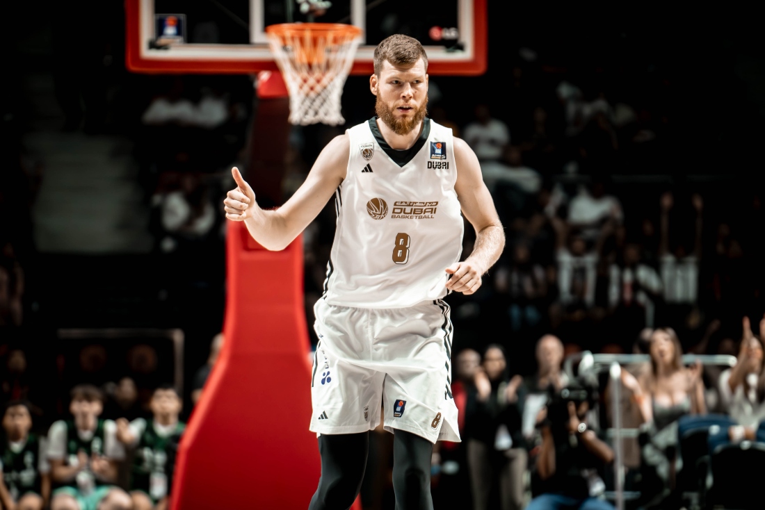Latvian star Davis Bertons of Dubai Basketball. (SUPPLIED)