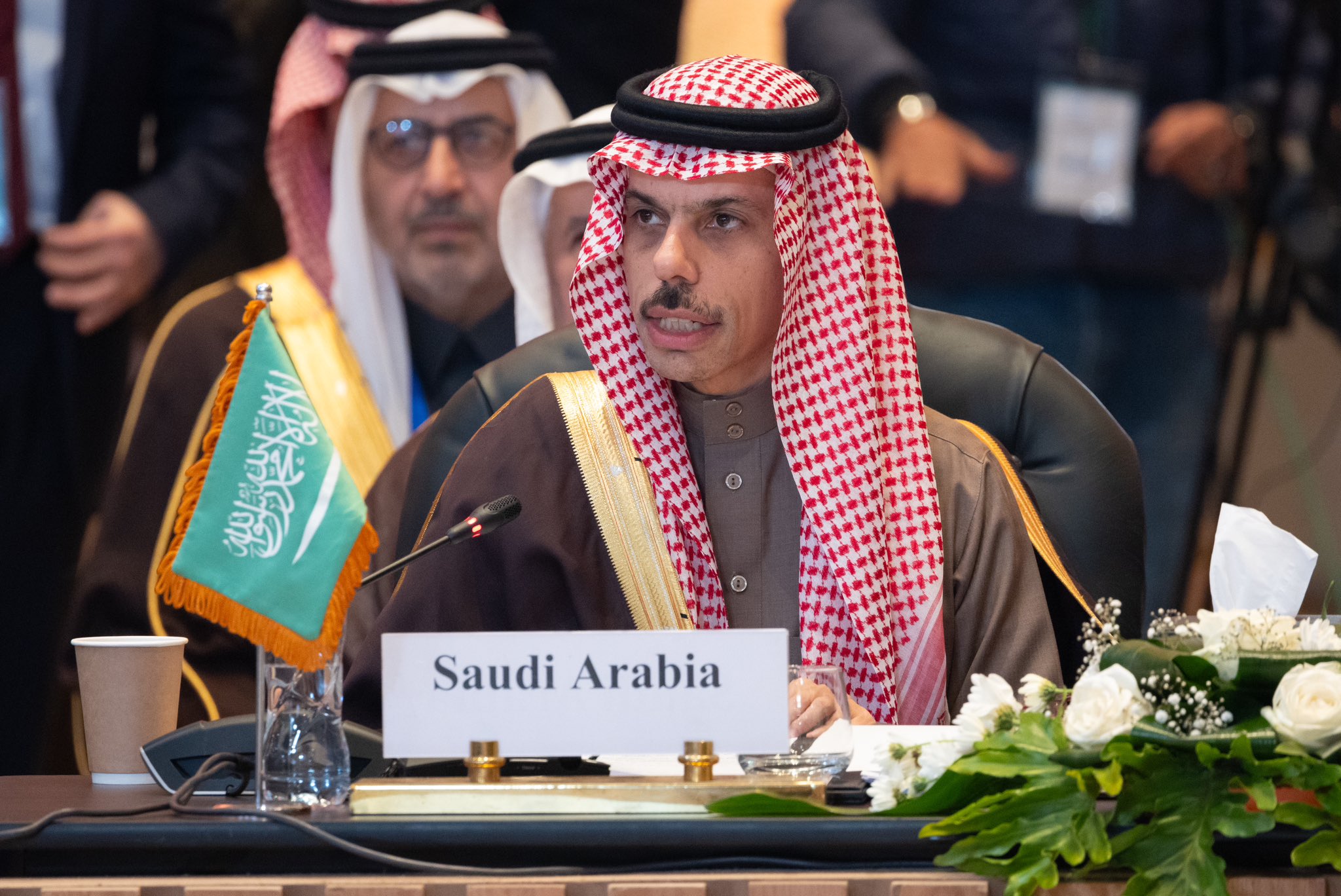 Saudi Arabia’s minister of foreign affairs, Prince Faisal bin Farhan at the conference in Cairo, Dec. 2 (SPA)
