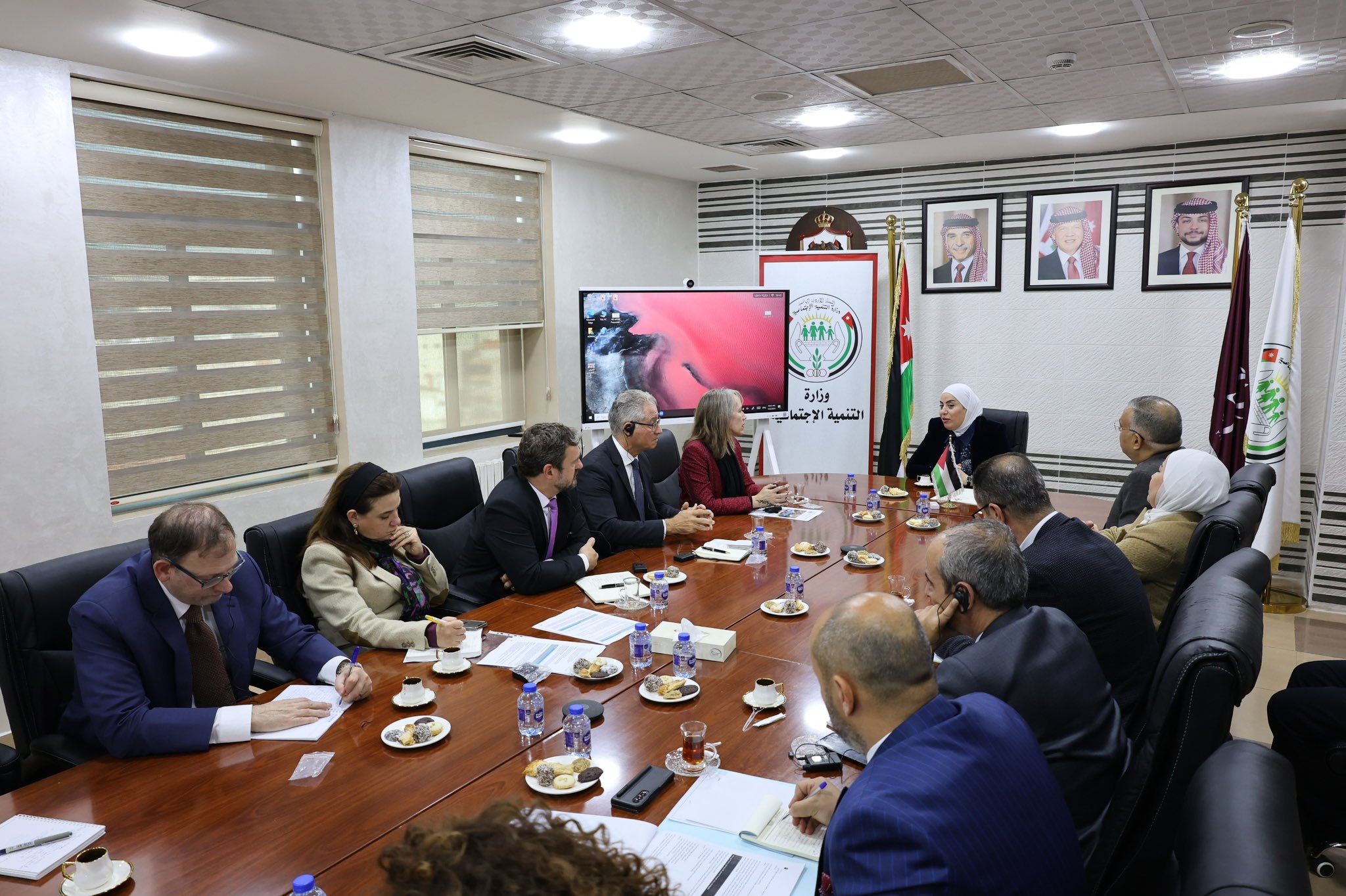 Jordan’s minister of social development met UN Resident Coordinator Sheri Ritsema-Anderson and representatives of UN agencies in Amman on Monday to discuss bolstering collaboration on social development initiatives. (X/@SheriR_Anderson)