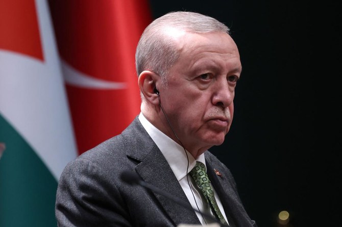 A Turkish court has jailed pending trial nine protesters who disrupted President Tayyip Erdogan’s speech in Istanbul last week, accusing his government of continuing oil exports to Israel despite a publicized embargo. (AFP/File)