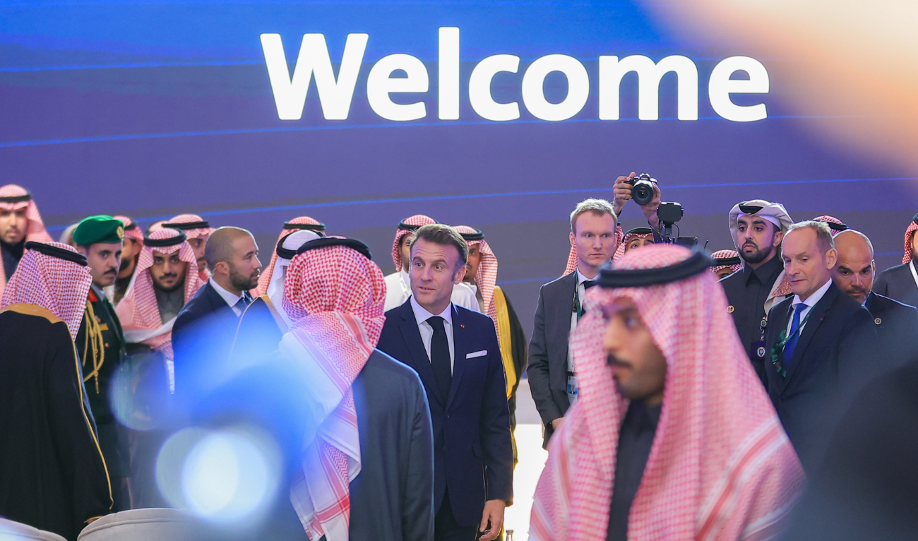 France’s President Emmanuel Macron noted synergies between Saudi and French visions. (AN Photo)