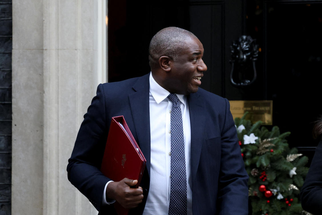 Britain's Foreign Secretary David Lammy walks outside 10 Downing Street, in London, Britain, December 3, 2024. (Reuters)