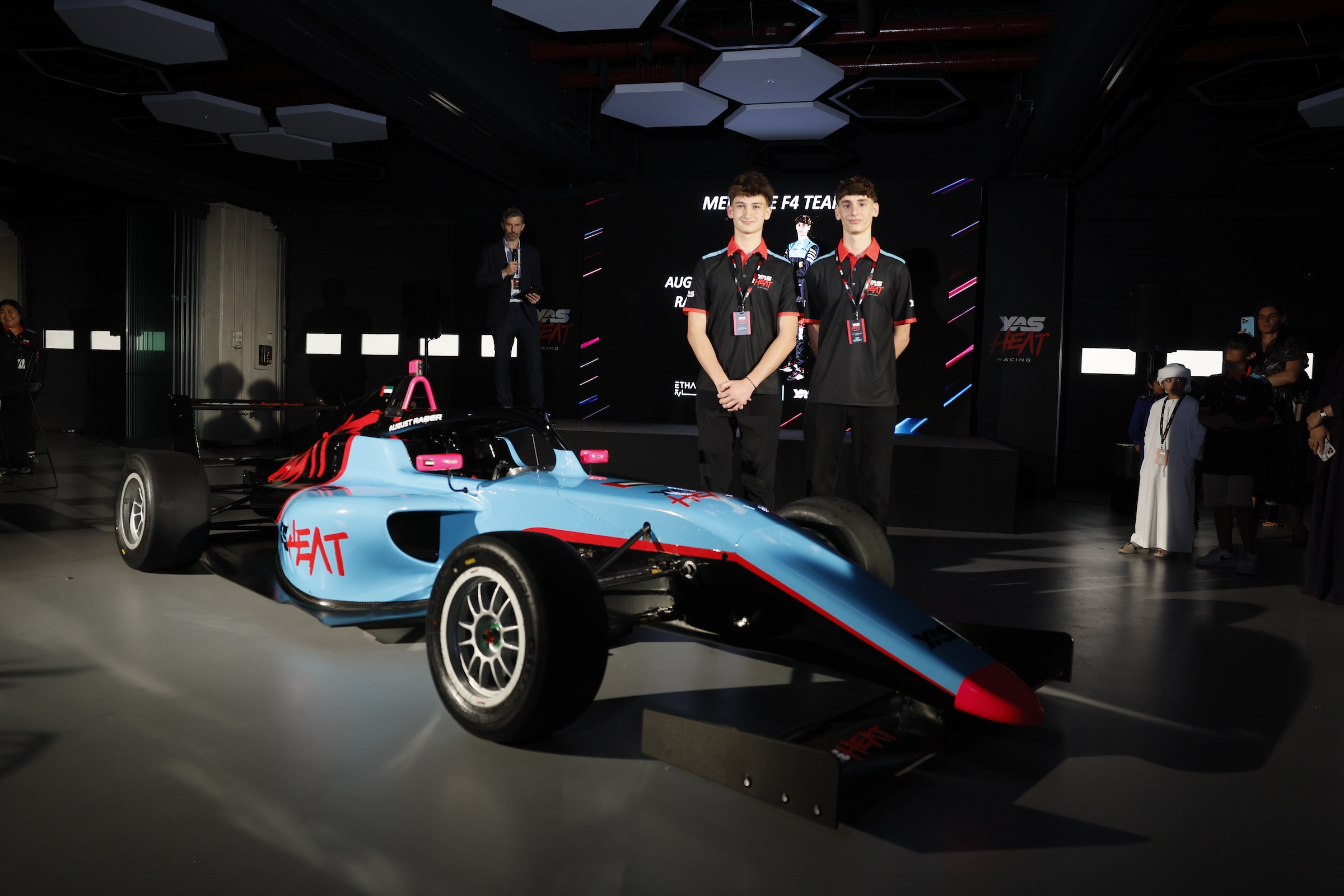 Adam Al-Azhari (right) and August Raber of Yas Heat Racing’s Formula 4 Middle East team. (STG)