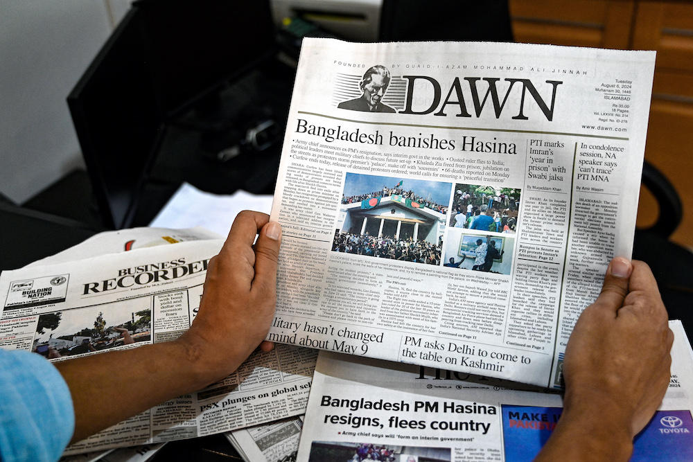 Former premier Sheikh Hasina’s iron-fisted rule of Bangladesh was strongly backed by India and the 77-year-old remains in New Delhi where she took refuge after her ouster. (AFP)