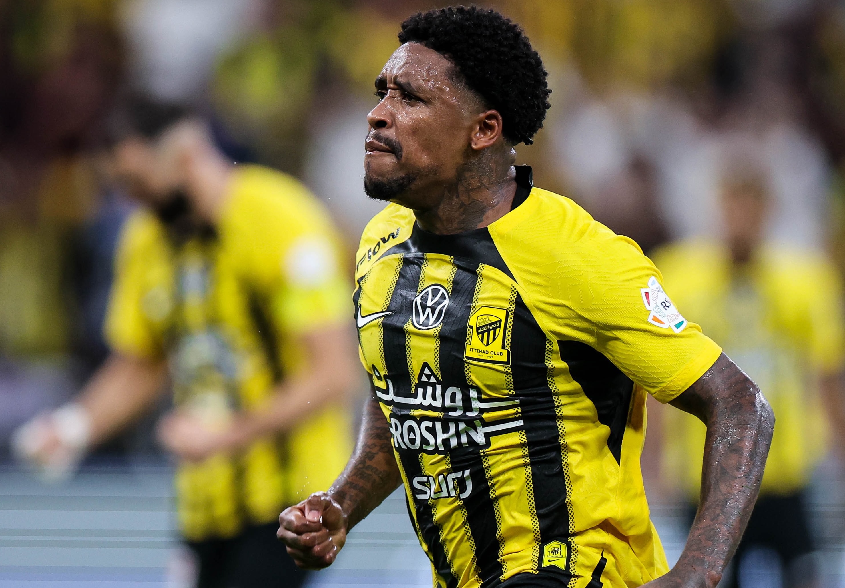 Steven Bergwijn celebrates scoring Al-Ittihad's winner against Al-Nassr (X/@ittihad_en)