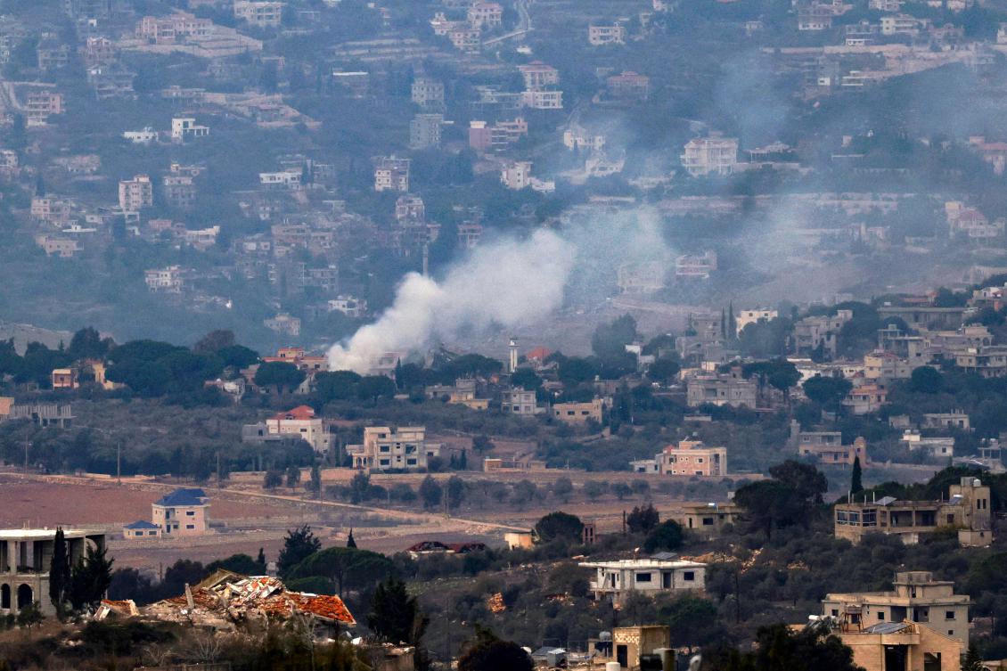 This picture taken from Israel’s northern border with Lebanon, shows smoke rising over the southern Lebanese village of Hula, on Dec. 4, 2024. (AFP)