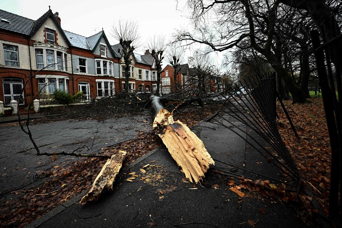 Hundreds of thousands in Ireland and UK left without power as Storm Darragh batters the region