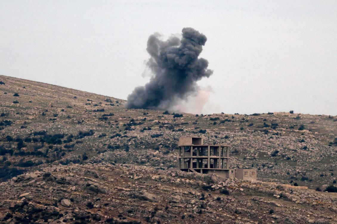 This picture taken from the Druze village of Majdal Shams in the Israel-annexed Golan Heights, shows smoke rising over the outskirts of the Syrian village of Hader during Israeli bombardment, on Dec. 7, 2024. (AFP)