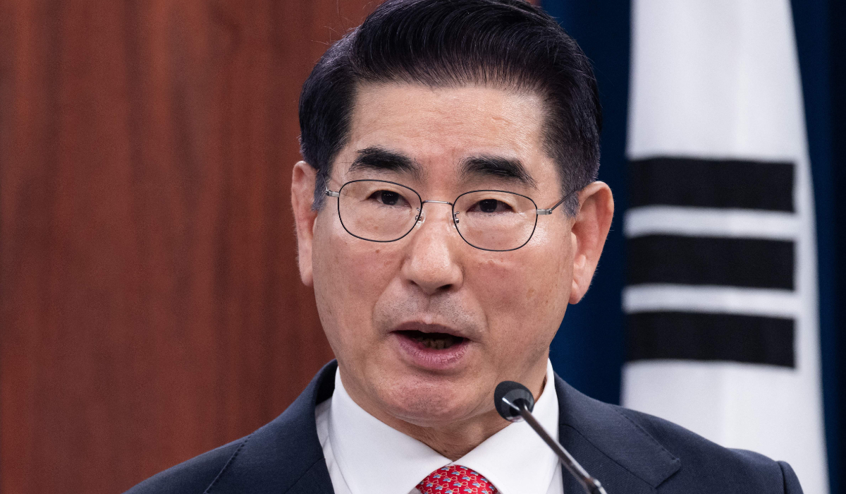 South Korea's then-defence minister Kim Yong-hyun speaks during a press conference during the US-Republic of Korea (ROK) Security Consultative Meeting at the Pentagon in Washington, DC, on October 30, 2024. (AFP)