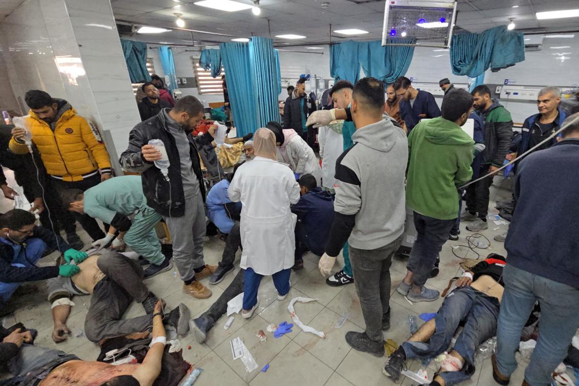 Victims are treated inside the Kamal Adwan hospital in Beit Lahya in the northern Gaza Strip, following a reported Israeli strike that hit the medical complex on December 6, 2024, as the war between Israel and the Palestinian Hamas militant group continues. (AFP)