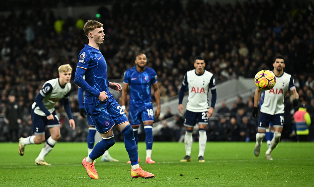 Chelsea's Cole Palmer scores their fourth goal from the penalty spot. (Reuters)