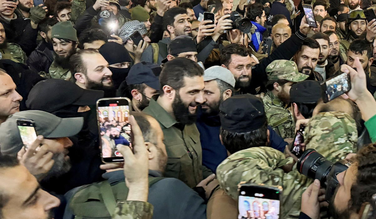 Top rebel commander Abu Mohammed al-Golani greets the crowd at Ummayad Mosque in Damascus, after Syrian rebels announced that they have ousted President Bashar al-Assad, Syria December 8, 2024. (REUTERS)